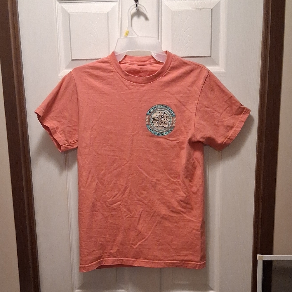 Coral Short Sleeve Kids Tee with Emblem